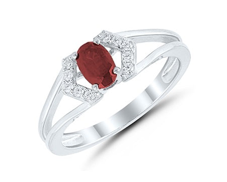 Bague Rubis ovale et diamants OR BLANC 750/1000 - Thomas Morel