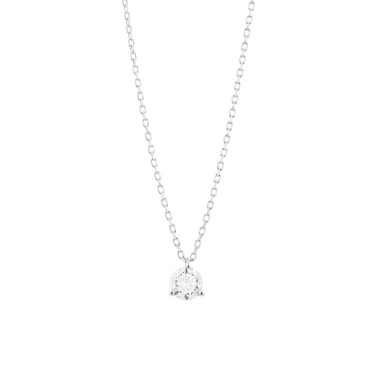 Collier Diamant 0.25 CT Solitaire 3 griffes OR BLANC 750/1000 - Thomas Morel