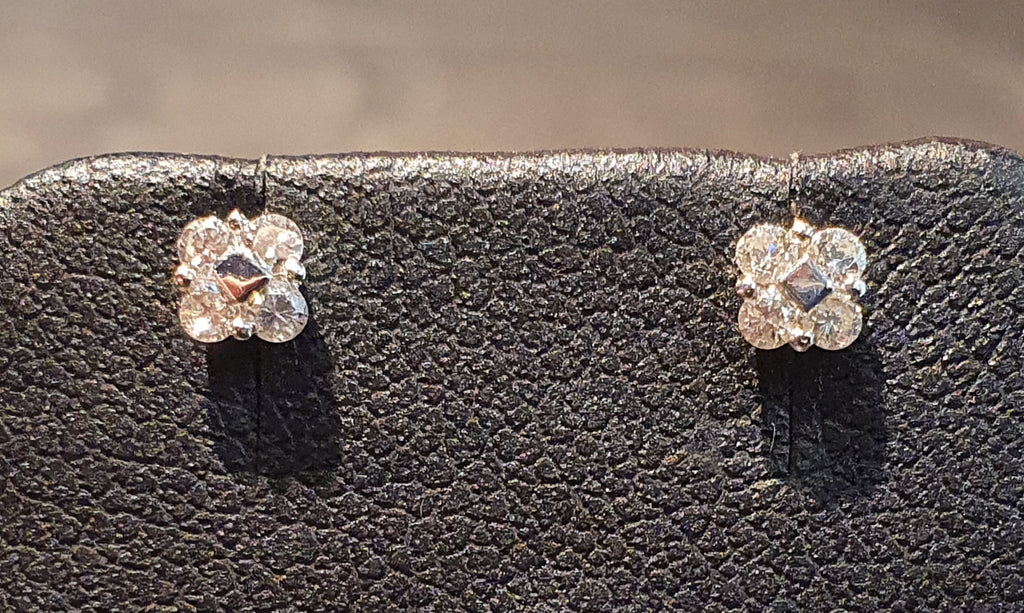Boucles d'oreilles puce diamants 0.10 CT OR BLANC 750/1000 - Thomas Morel