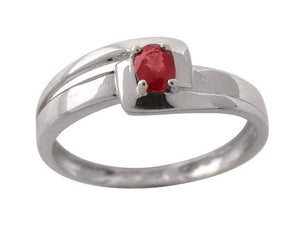 Bague Rubis ovale OR BLANC 750/1000 - Thomas Morel