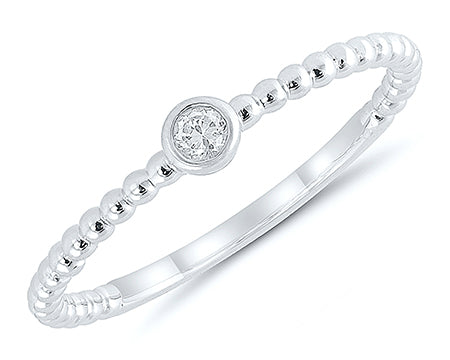 Solitaire boules diamant 0.05CT OR BLANC 750/1000 - Thomas Morel