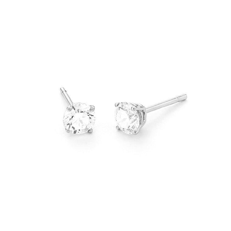 Boucles d'oreilles puce diamants 0.76 CT 4 griffes OR BLANC 750/1000 - Thomas Morel