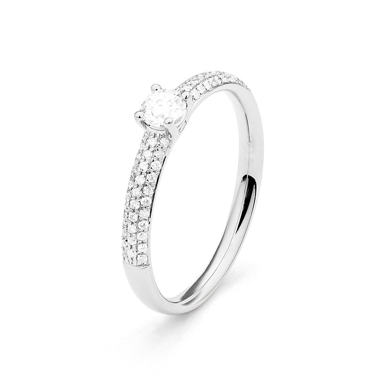 Solitaire et pavage diamants 0.40CT OR BLANC 750/1000 - Thomas Morel