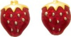 Boucles d'oreilles tout or Fraise laqué OR JAUNE 750/1000