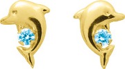 Boucles d'oreilles Dauphin avec topaze bleue OR JAUNE 750/1000