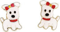 Boucles d'oreilles tout or Chien laqué OR JAUNE 750/1000