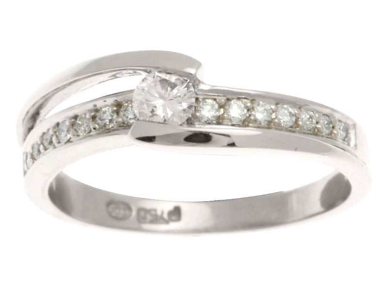 Solitaire motif entremêlée et pavage 0.30CT OR BLANC 750/1000 - Thomas Morel