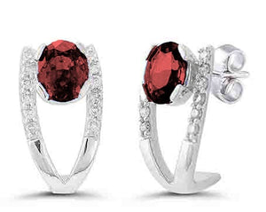 Boucles d'oreilles puce rubis et diamants OR BLANC 750/1000 - Thomas Morel
