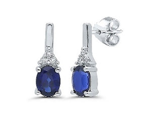 Boucles d'oreilles Or Blanc 750/1000 saphir et diamants
