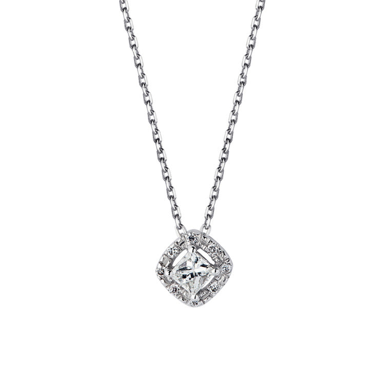Collier diamants princesse multi-pierre 0.14 CT OR BLANC 750/1000 - Thomas Morel