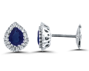 Boucles d'oreilles Or Blanc 750/1000 saphir et diamants