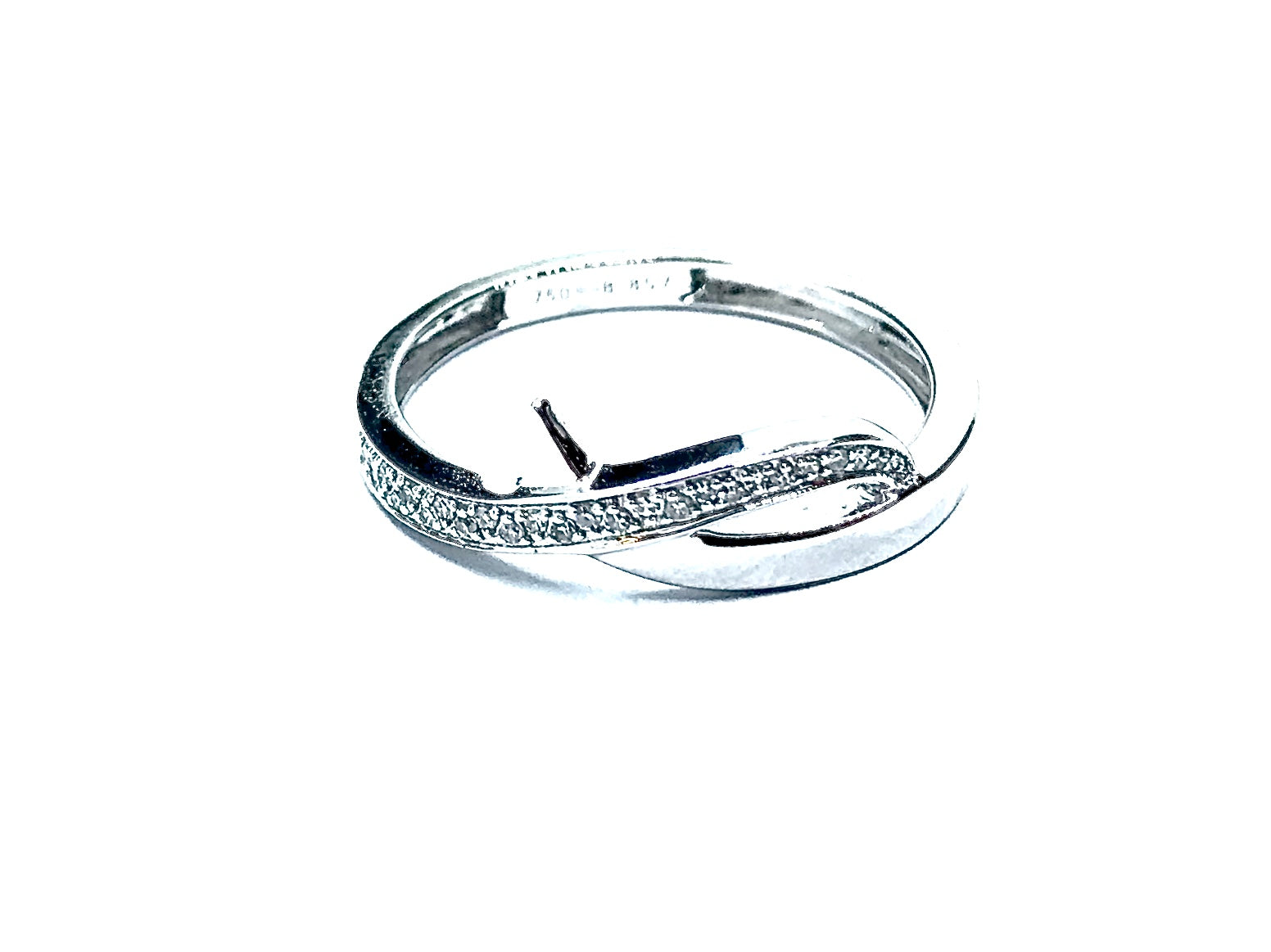 Bague pavage Diamants motif vagues OR BLANC 750/1000 - Thomas Morel
