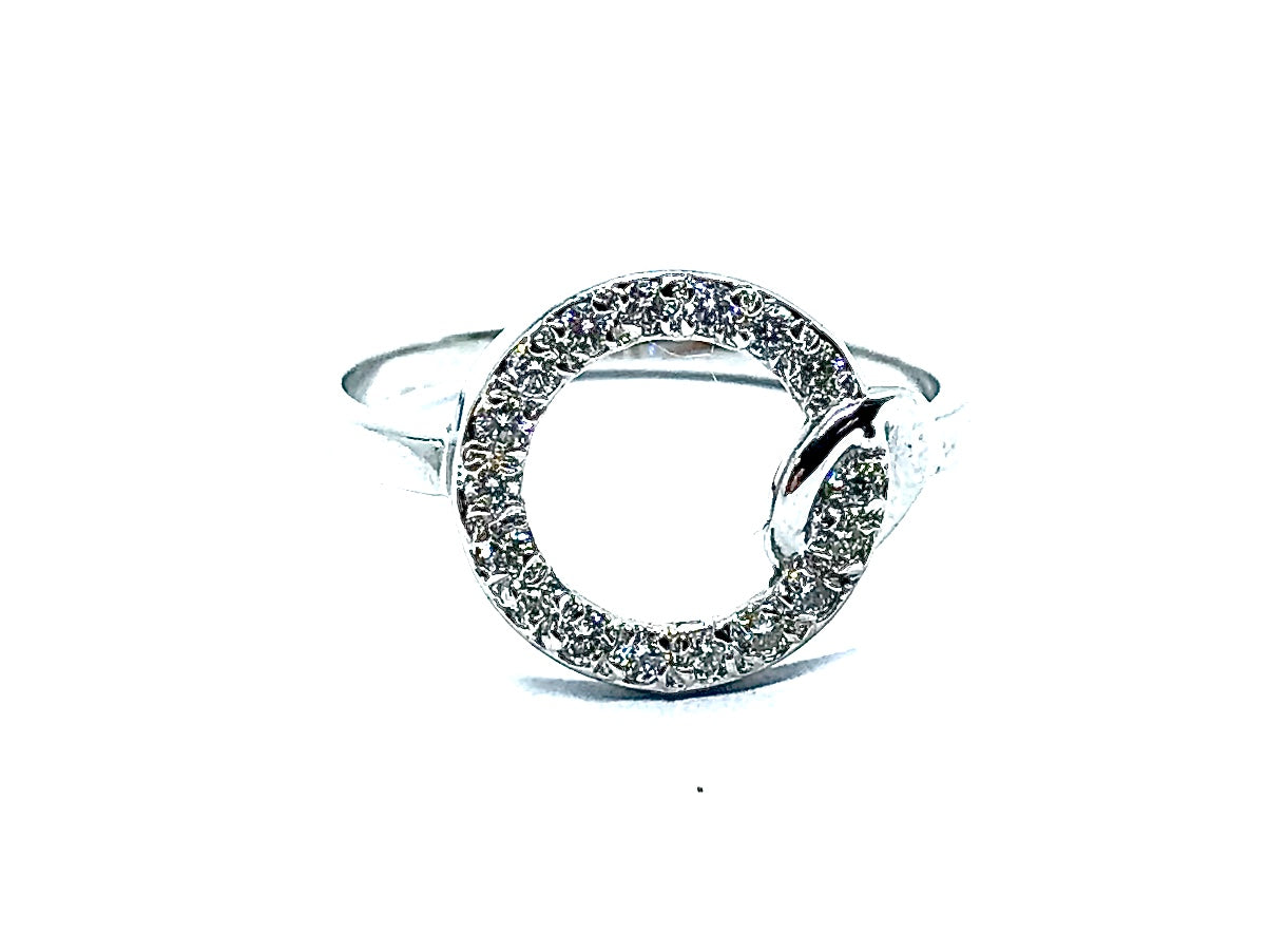 Bague pavage Diamants motif rond OR BLANC 750/1000 - Thomas Morel