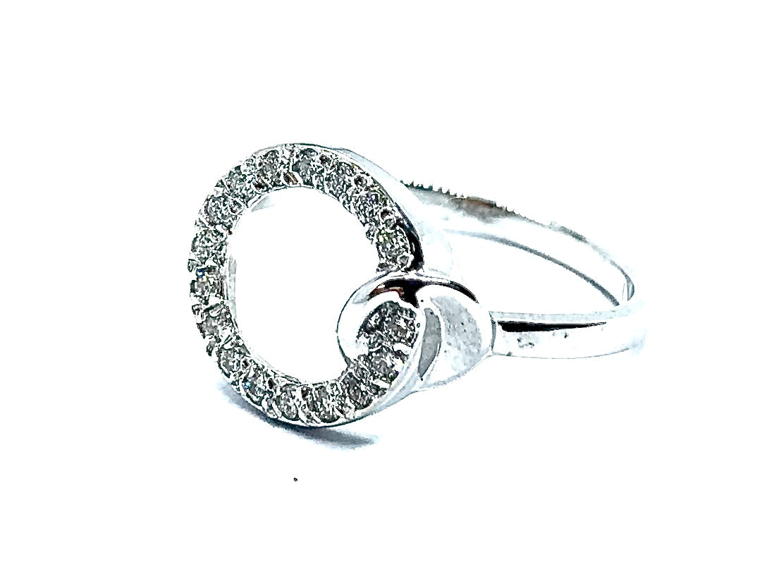 Bague pavage Diamants motif rond OR BLANC 750/1000 - Thomas Morel