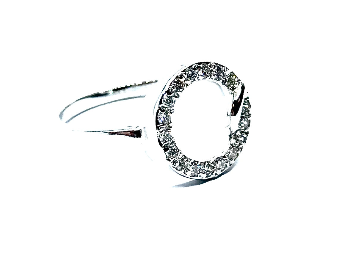 Bague pavage Diamants motif rond OR BLANC 750/1000 - Thomas Morel