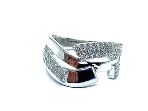 Bague pavage Diamants motif vagues OR BLANC 750/1000 - Thomas Morel