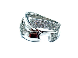 Bague pavage Diamants motif vagues OR BLANC 750/1000 - Thomas Morel