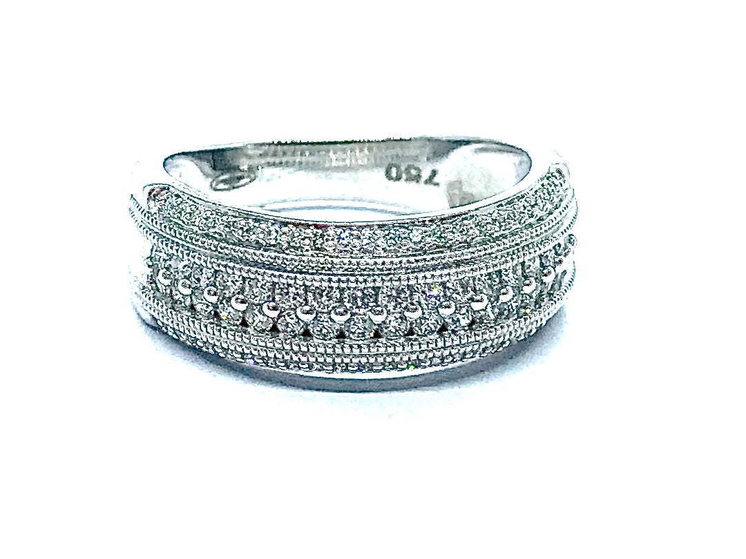 Bague pavage Diamants motif boules OR BLANC 750/1000 - Thomas Morel