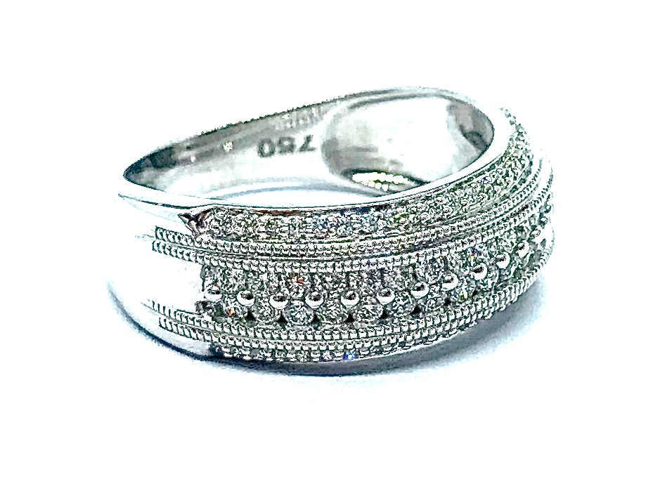 Bague pavage Diamants motif boules OR BLANC 750/1000 - Thomas Morel