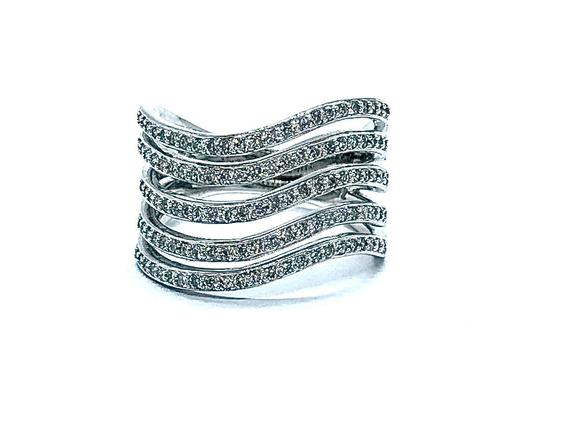 Bague vagues pavage Diamants OR BLANC 750/1000 - Thomas Morel