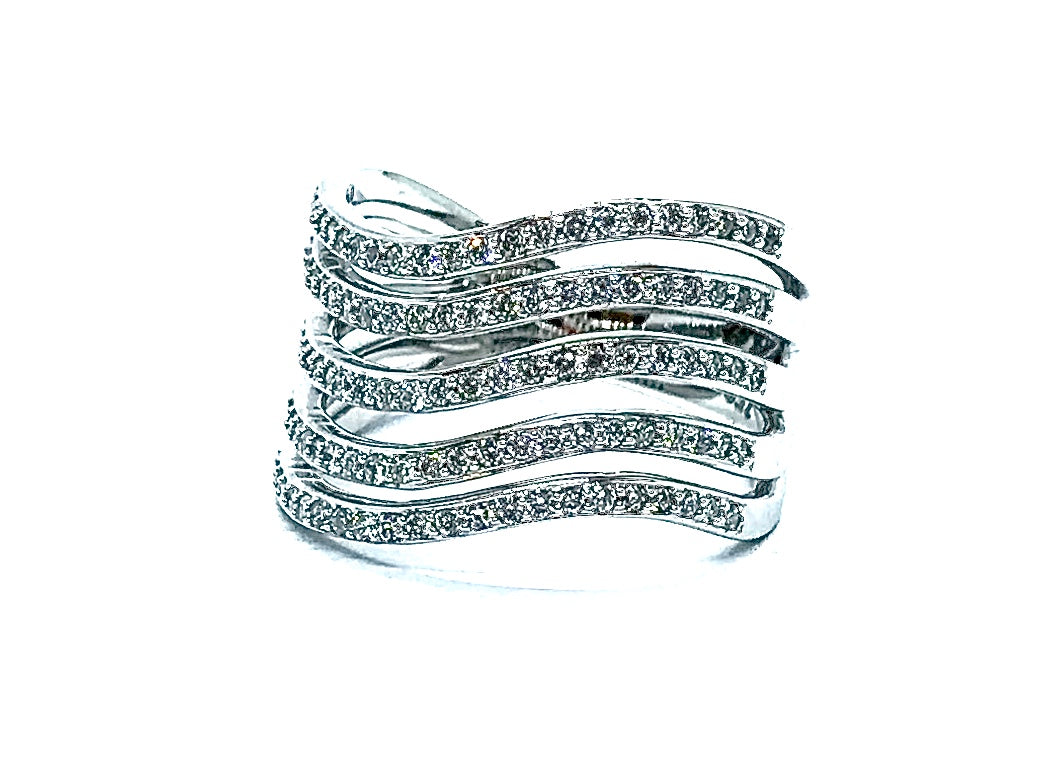 Bague vagues pavage Diamants OR BLANC 750/1000 - Thomas Morel