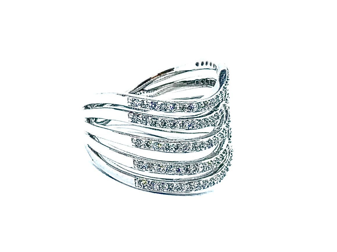 Bague vagues pavage Diamants OR BLANC 750/1000 - Thomas Morel
