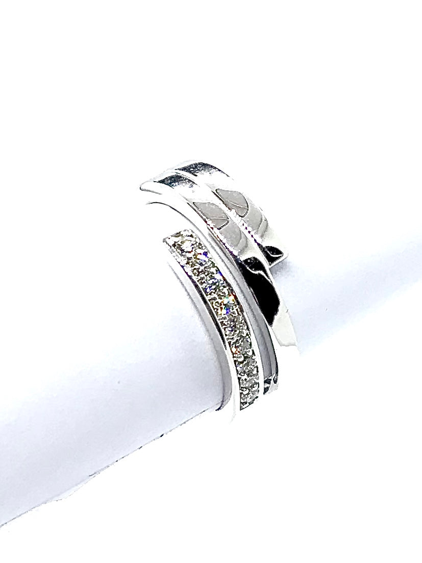 Bague Pavage Diamants 3 barres OR BLANC 750/1000 - Thomas Morel