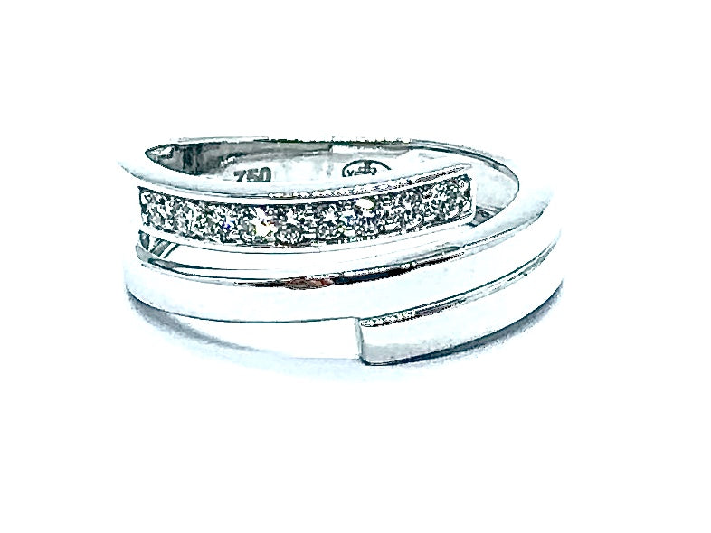 Bague Pavage Diamants 3 barres OR BLANC 750/1000 - Thomas Morel