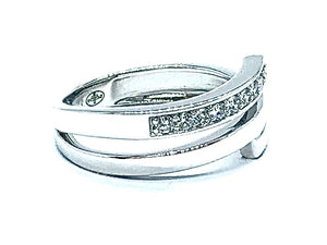 Bague Pavage Diamants 3 barres OR BLANC 750/1000 - Thomas Morel
