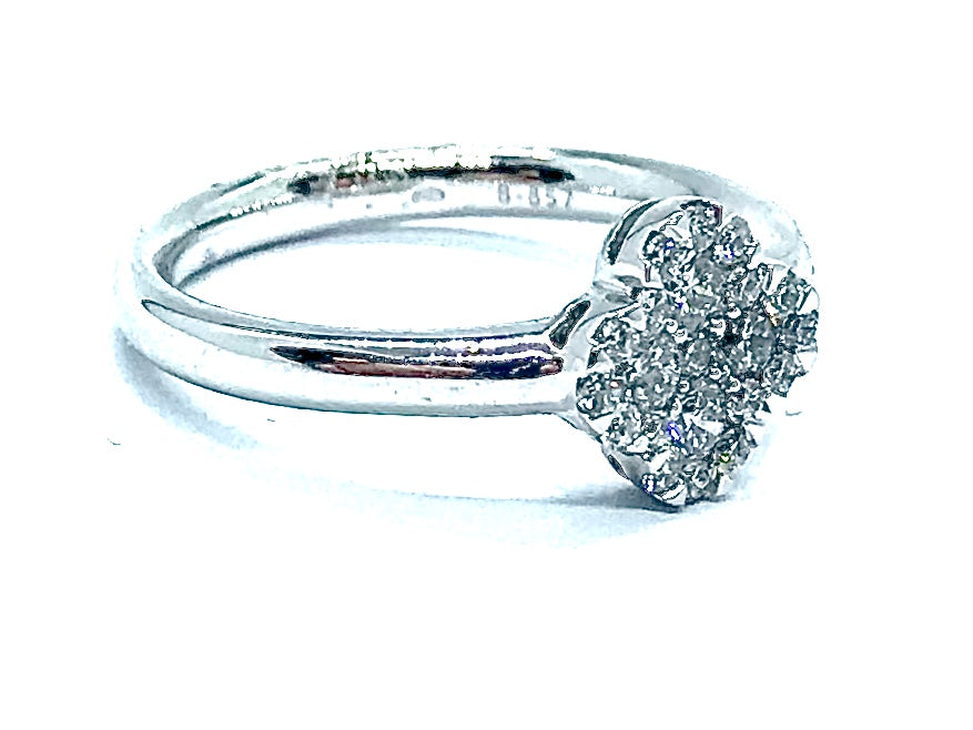 Bague multi pierres Diamants forme de Treffle OR BLANC 750/1000 - Thomas Morel