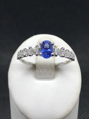 Bague diamants et saphir or blanc 750/1000