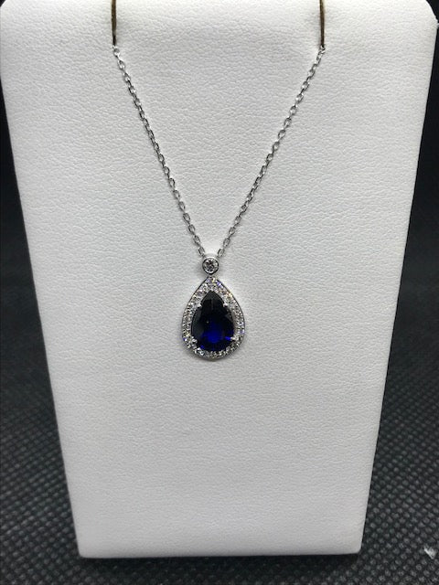 Collier Saphirs et Diamant  OR BLANC 750/1000