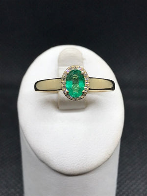 Bague Emeraude OR Jaune 750/1000 et Diamants