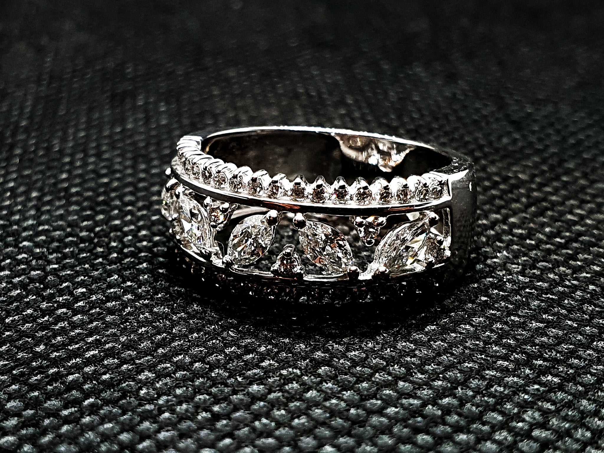 Bague diamants navettes multi-pierres OR BLANC 750/1000 - Thomas Morel