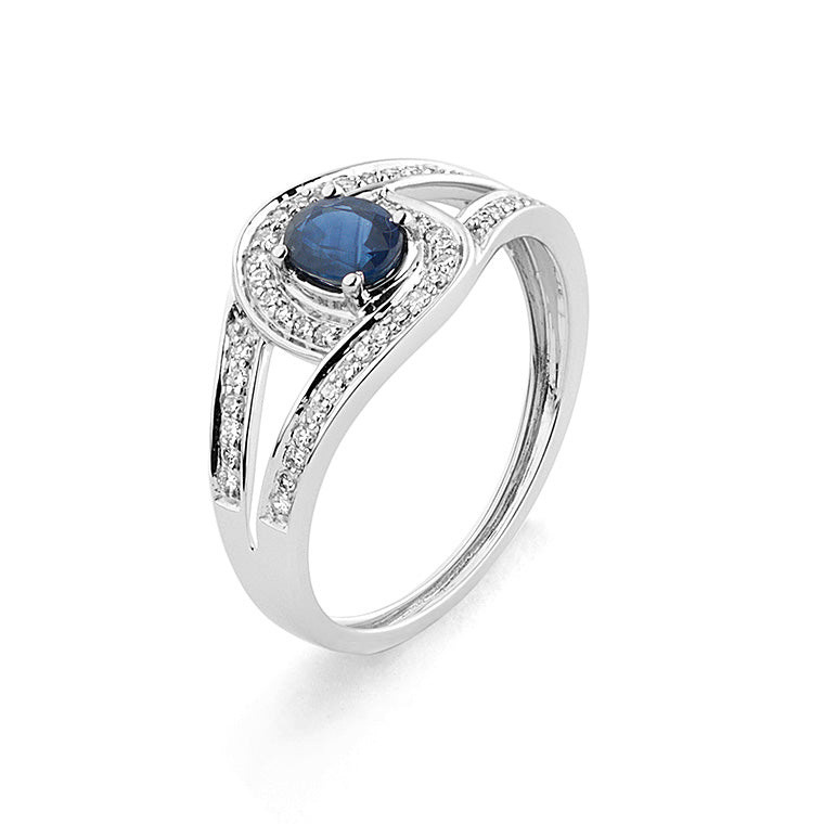 Bague diamants et saphir or blanc 750/1000