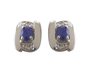 Boucles d'oreilles Or Blanc 750/1000 saphir et diamants