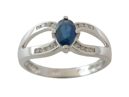 Bague diamants et saphir or blanc 750/1000