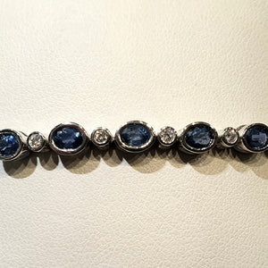 Bracelet rivière saphir ovale et diamants OR BLANC 750/1000 - Thomas Morel