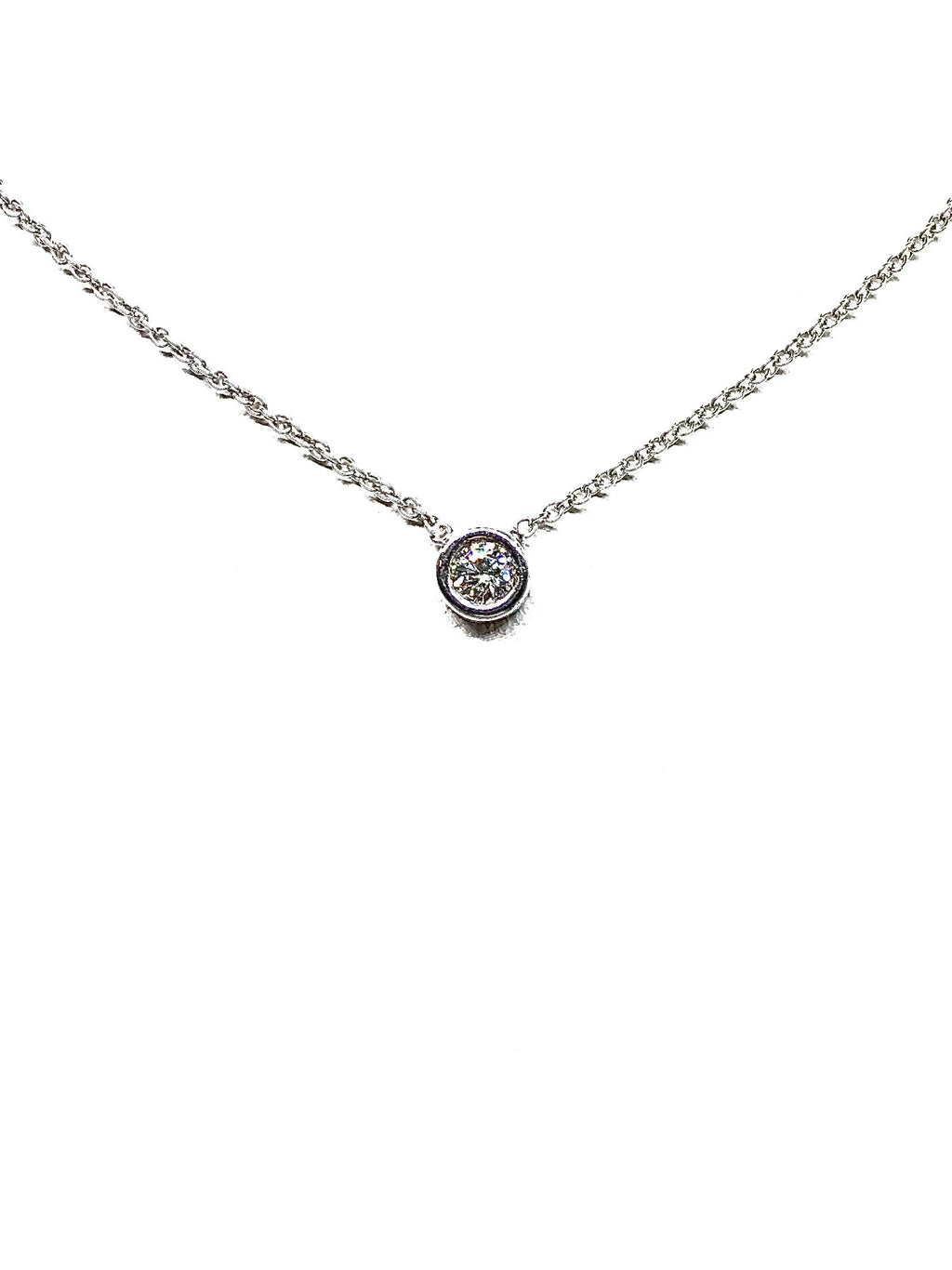 Collier Diamant Solitaire Clos 0.04CT OR BLANC 750/1000 - Thomas Morel