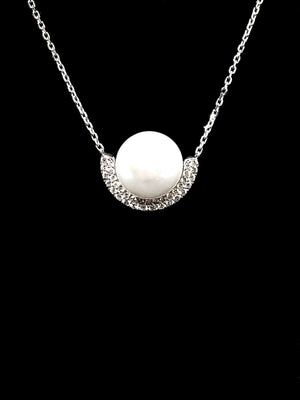 Collier Perle Mer de Sud Pavage Diamants OR BLANC 750/1000 - Thomas Morel