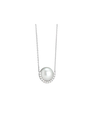 Collier Perle Mer de Sud Pavage Diamants OR BLANC 750/1000 - Thomas Morel